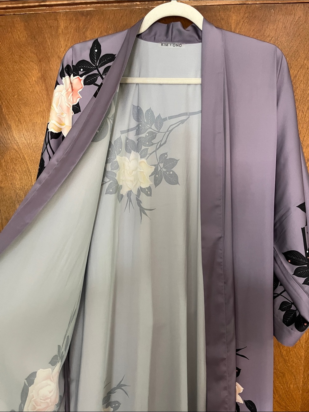 BLUSH ROSE LONG KIMONO ROBE - Picture 8 of 13
